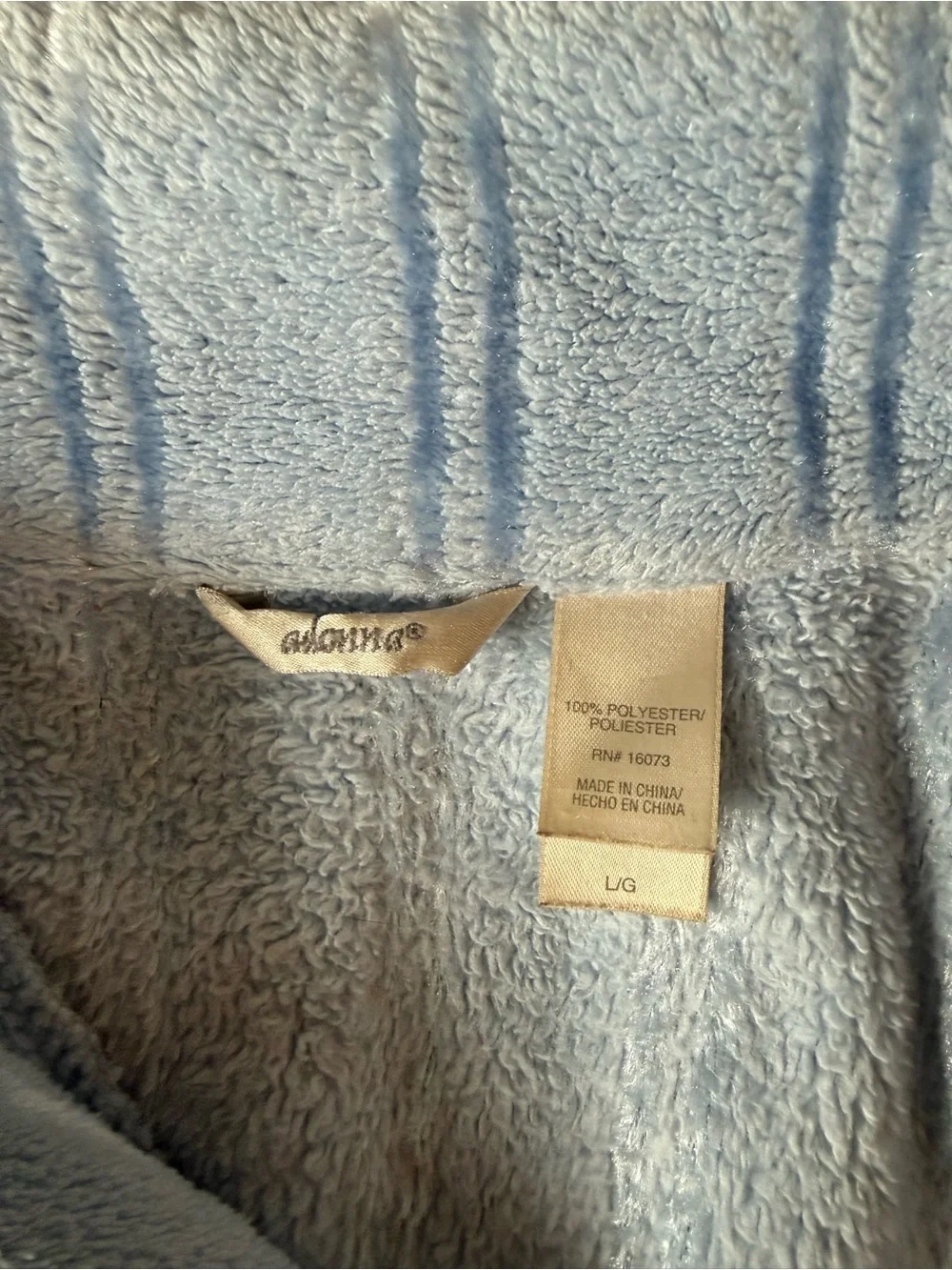 😴Adonna Cozy Full-Length Zip Robe Coat in Light Blue Size Large